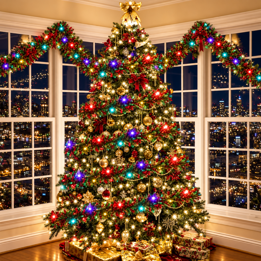 Christmas Shiny Garland With LED Lights