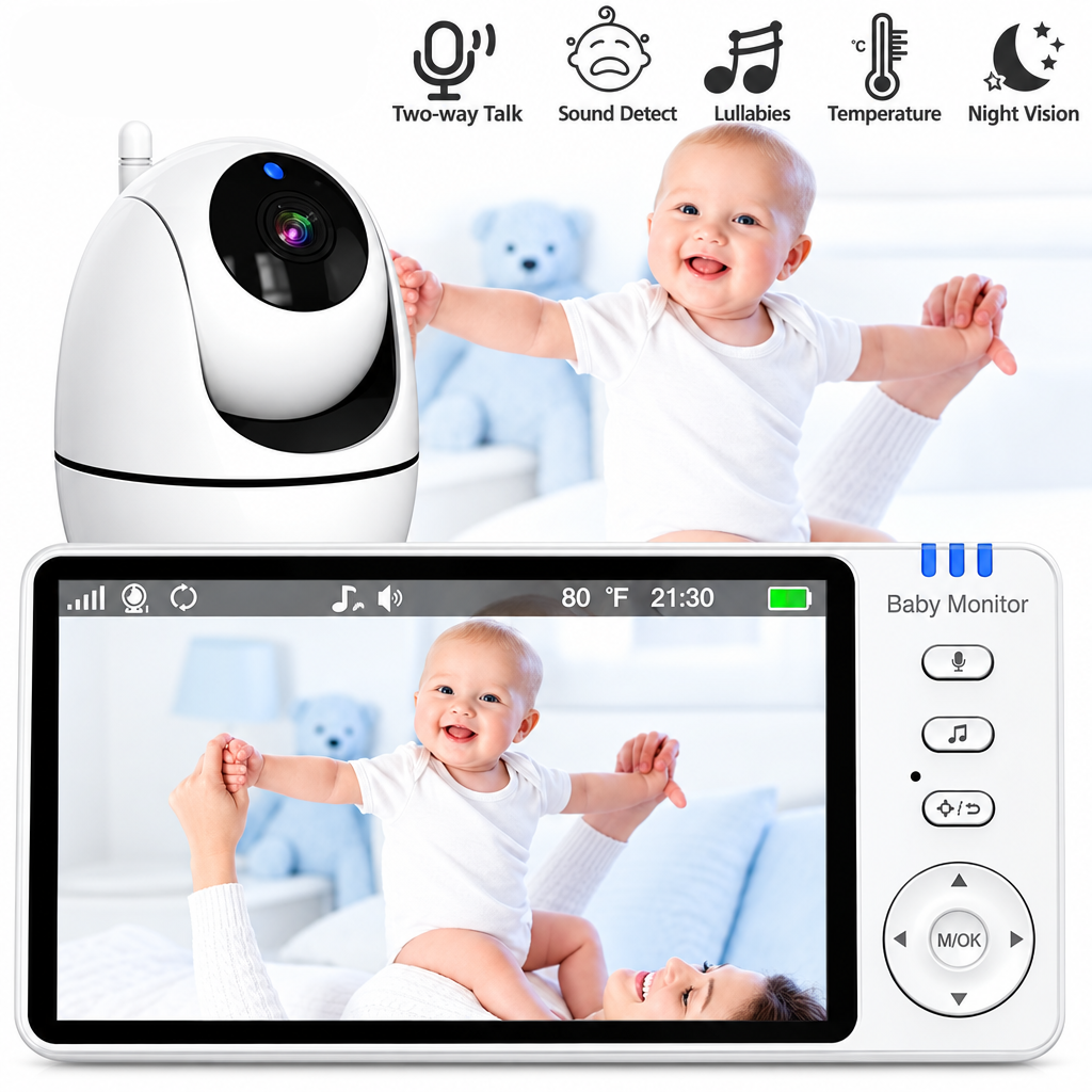 355° Wireless Video Baby Monitor with Night Vision & Temperature Monitoring