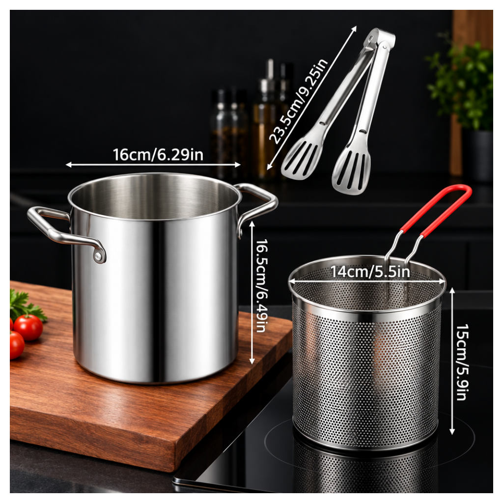 304 Stainless Steel Pot with Removable Basket