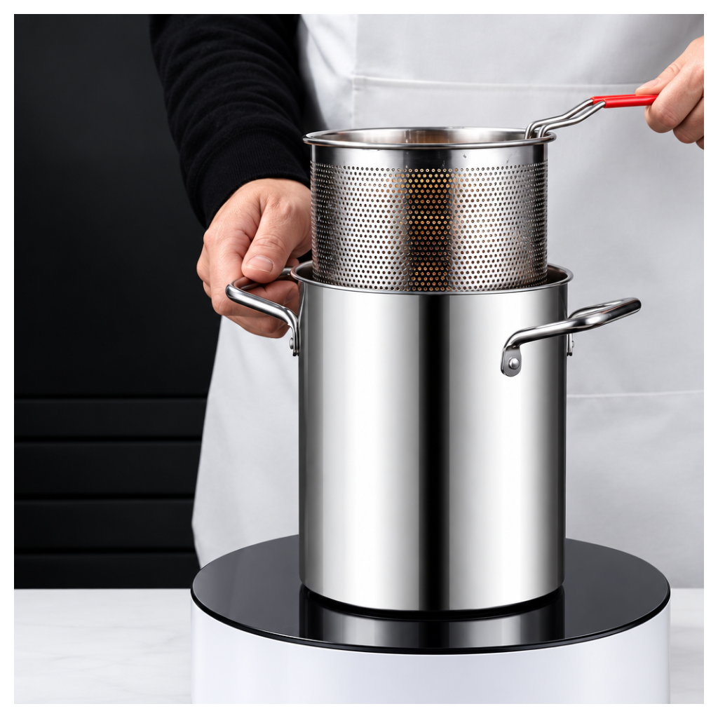304 Stainless Steel Pot with Removable Basket