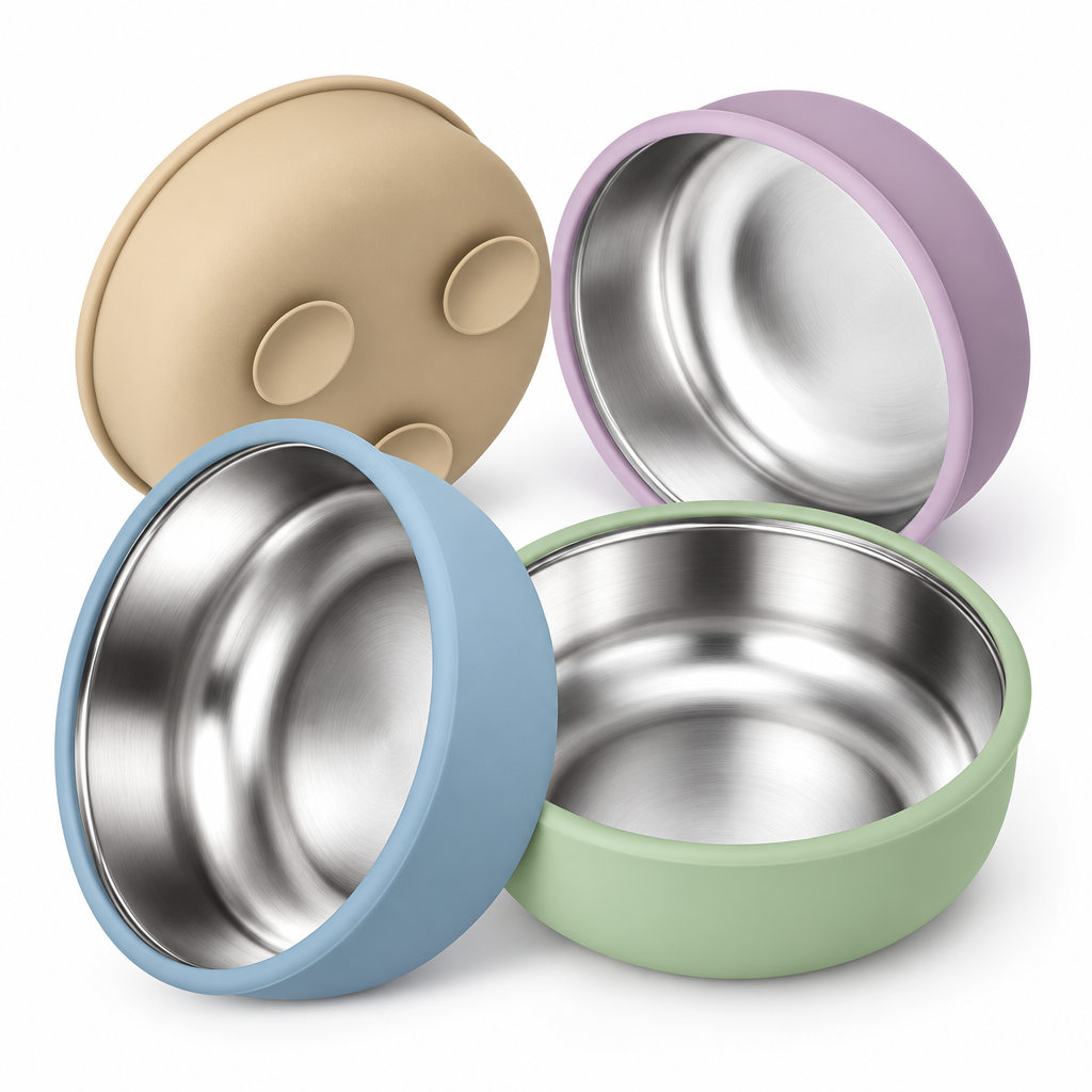 Silicone Sucker Bowl With Detachable Stainless Steel Bowl