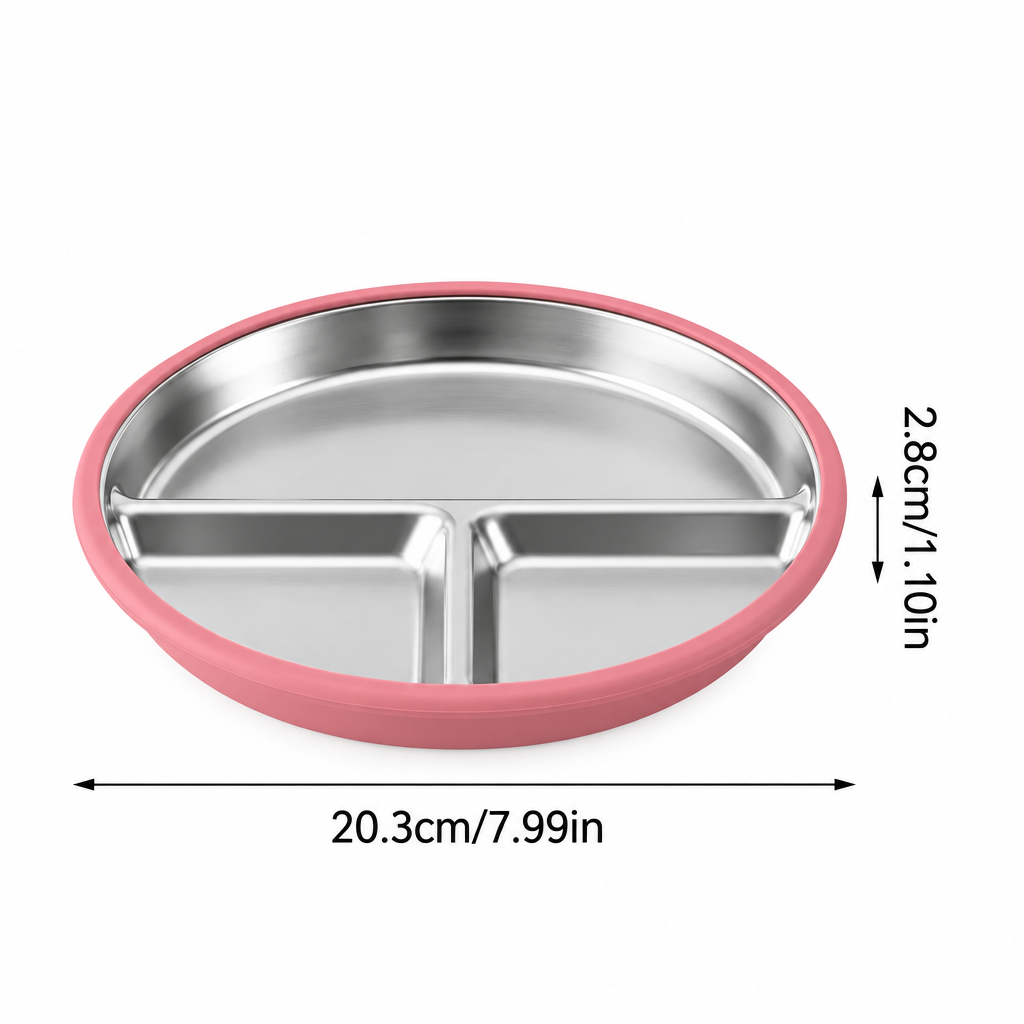 Stainless Steel Baby Sucker Silicone Dining Plate