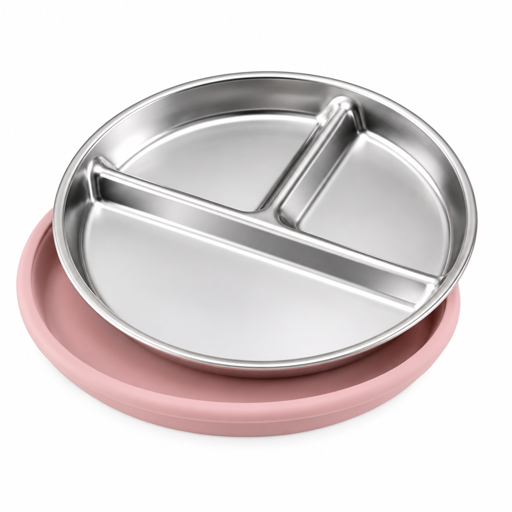 Stainless Steel Baby Sucker Silicone Dining Plate