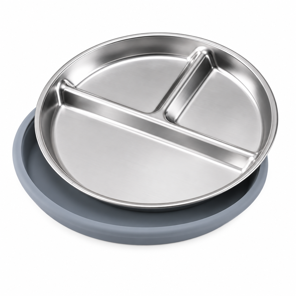Stainless Steel Baby Sucker Silicone Dining Plate