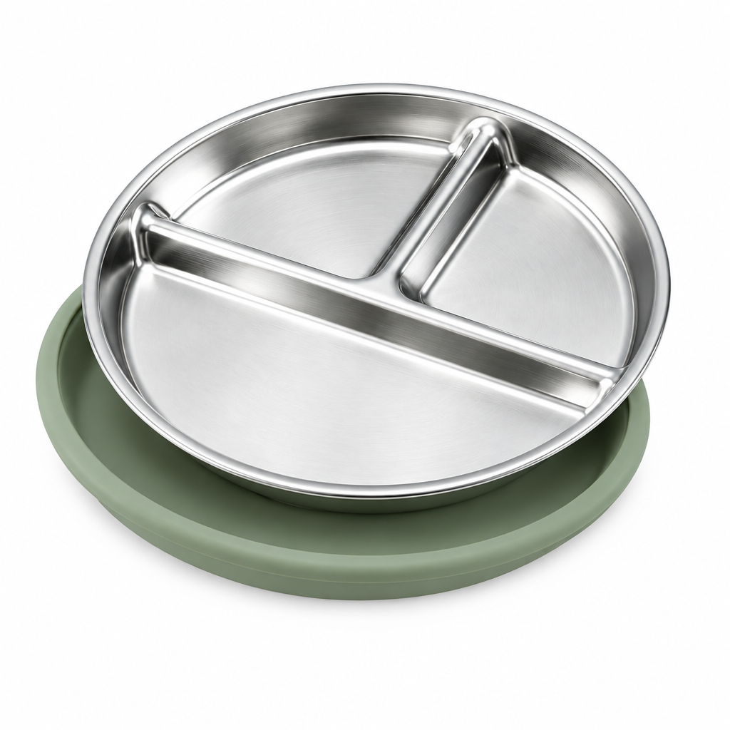Stainless Steel Baby Sucker Silicone Dining Plate