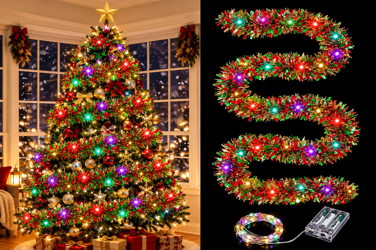 Christmas Shiny Garland With LED Lights
