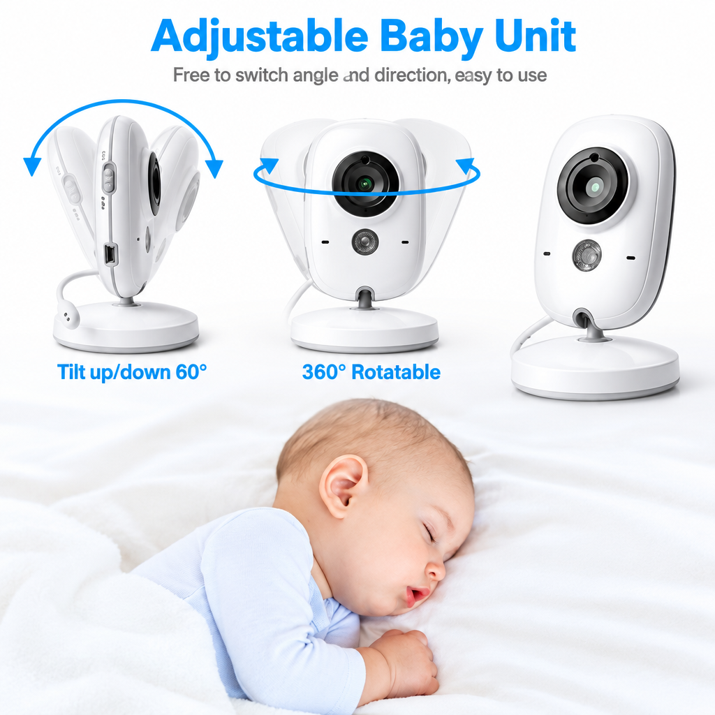 Wireless Video Baby Monitor with Night Vision & Temperature Monitoring