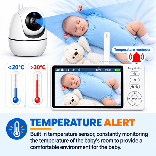 355° Wireless Video Baby Monitor with Night Vision & Temperature Monitoring