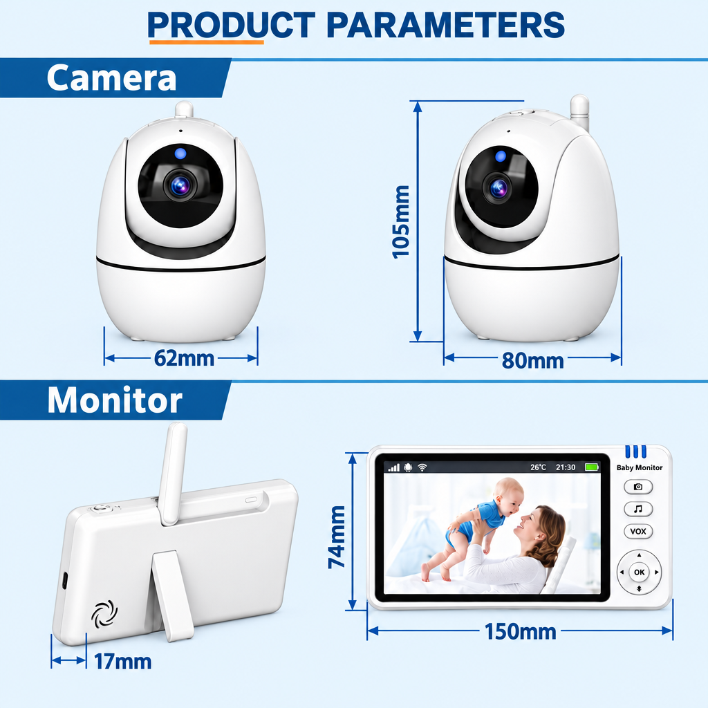 355° Wireless Video Baby Monitor with Night Vision & Temperature Monitoring