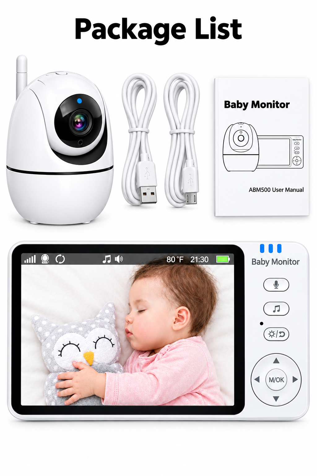 355° Wireless Video Baby Monitor with Night Vision & Temperature Monitoring