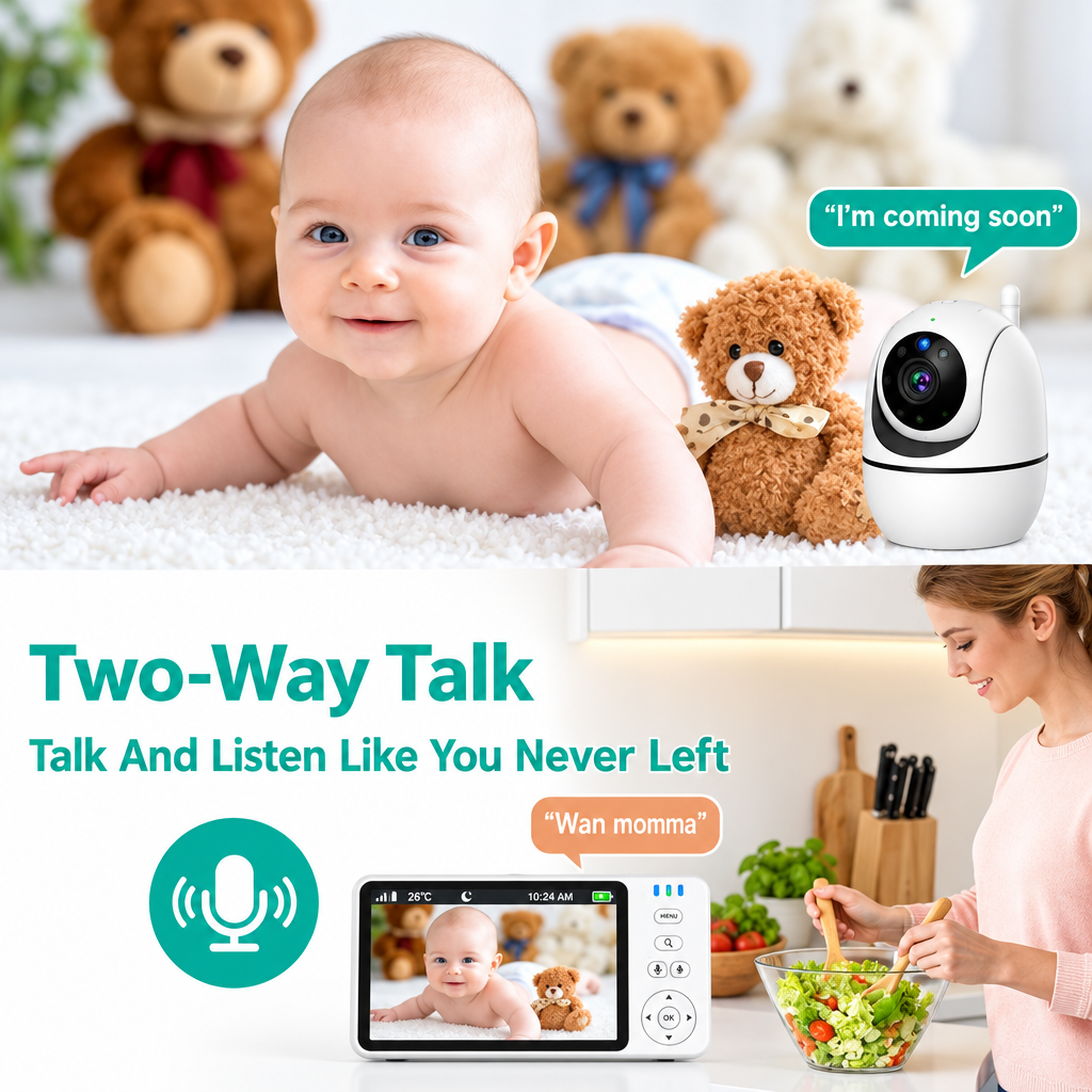 355° Wireless Video Baby Monitor with Night Vision & Temperature Monitoring